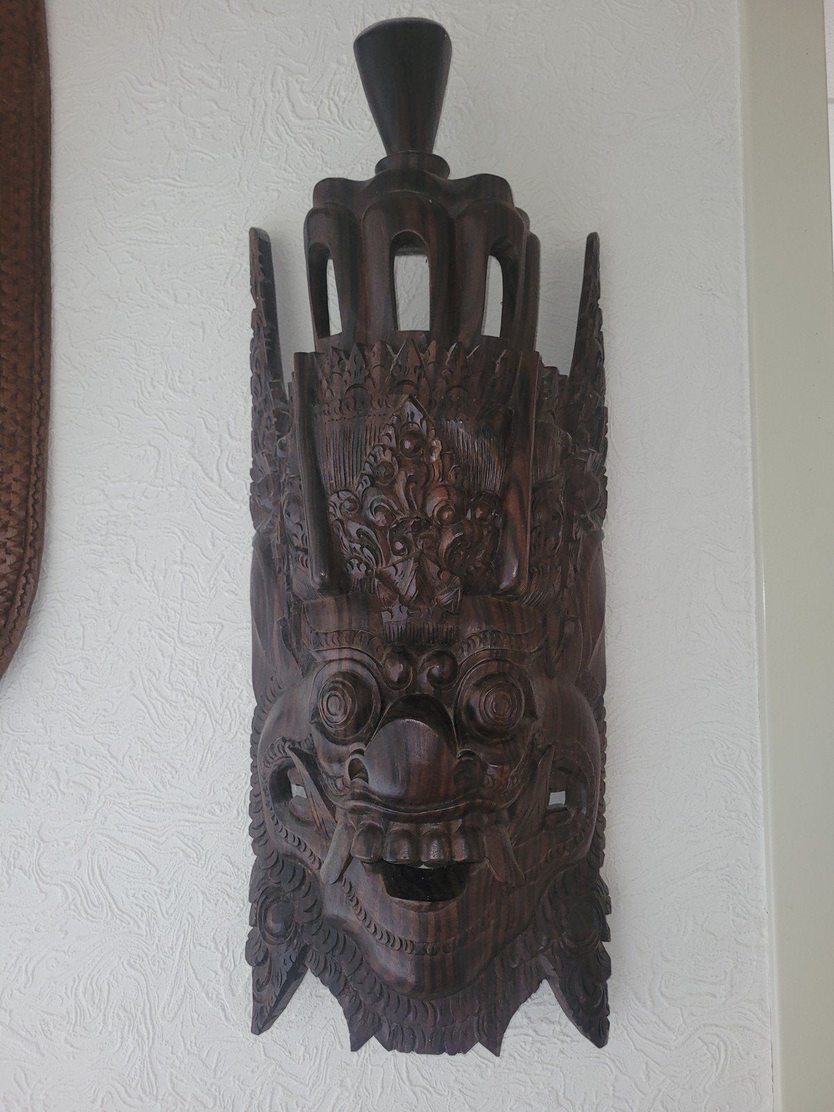 Uniek Balinees Masker - Handgesneden Hout, Bruin, Masker, Indonesië, Handgemaakt