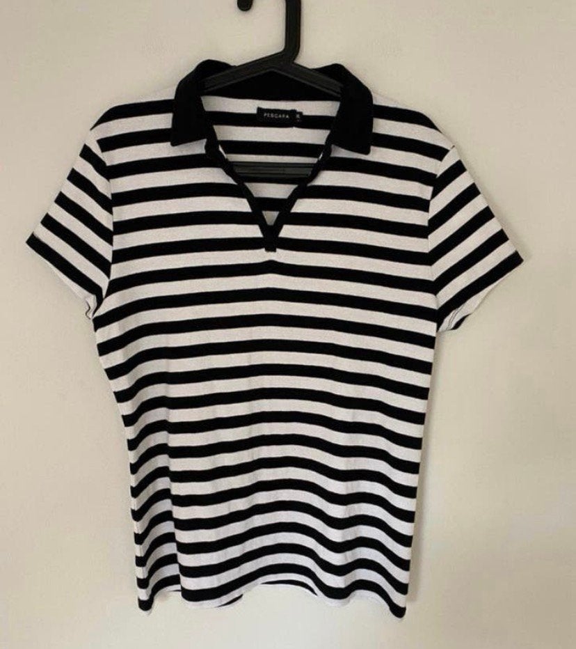 Dames polo shirt, zwart / wit, maat xl, Verzenden, Maat 46/48 (XL) of groter, Zo goed als nieuw, Korte mouw