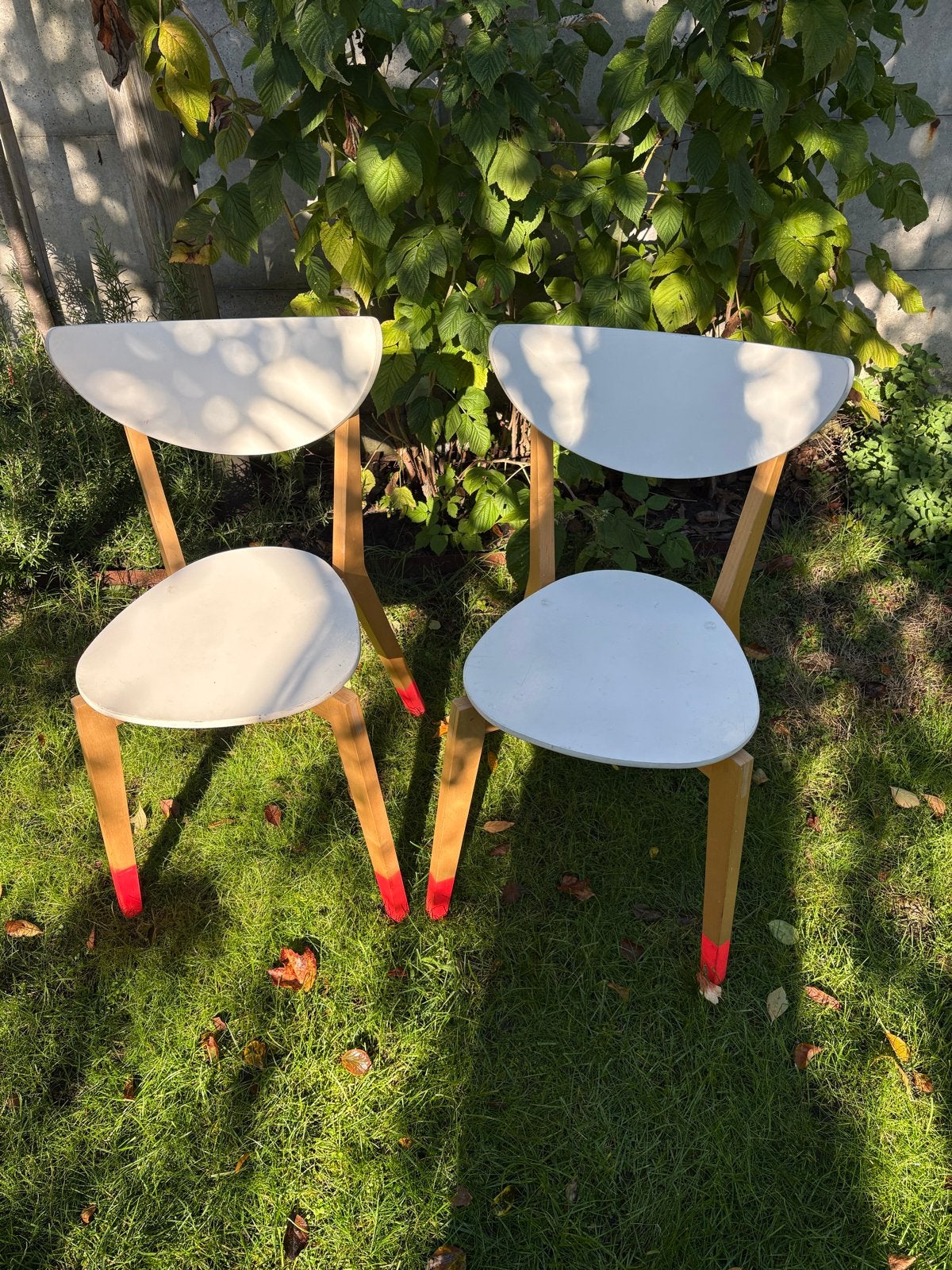 Set van 2 IKEA Nordmyra stoelen - Wit met houten poten, Ophalen, Gebruikt, Twee, Wit