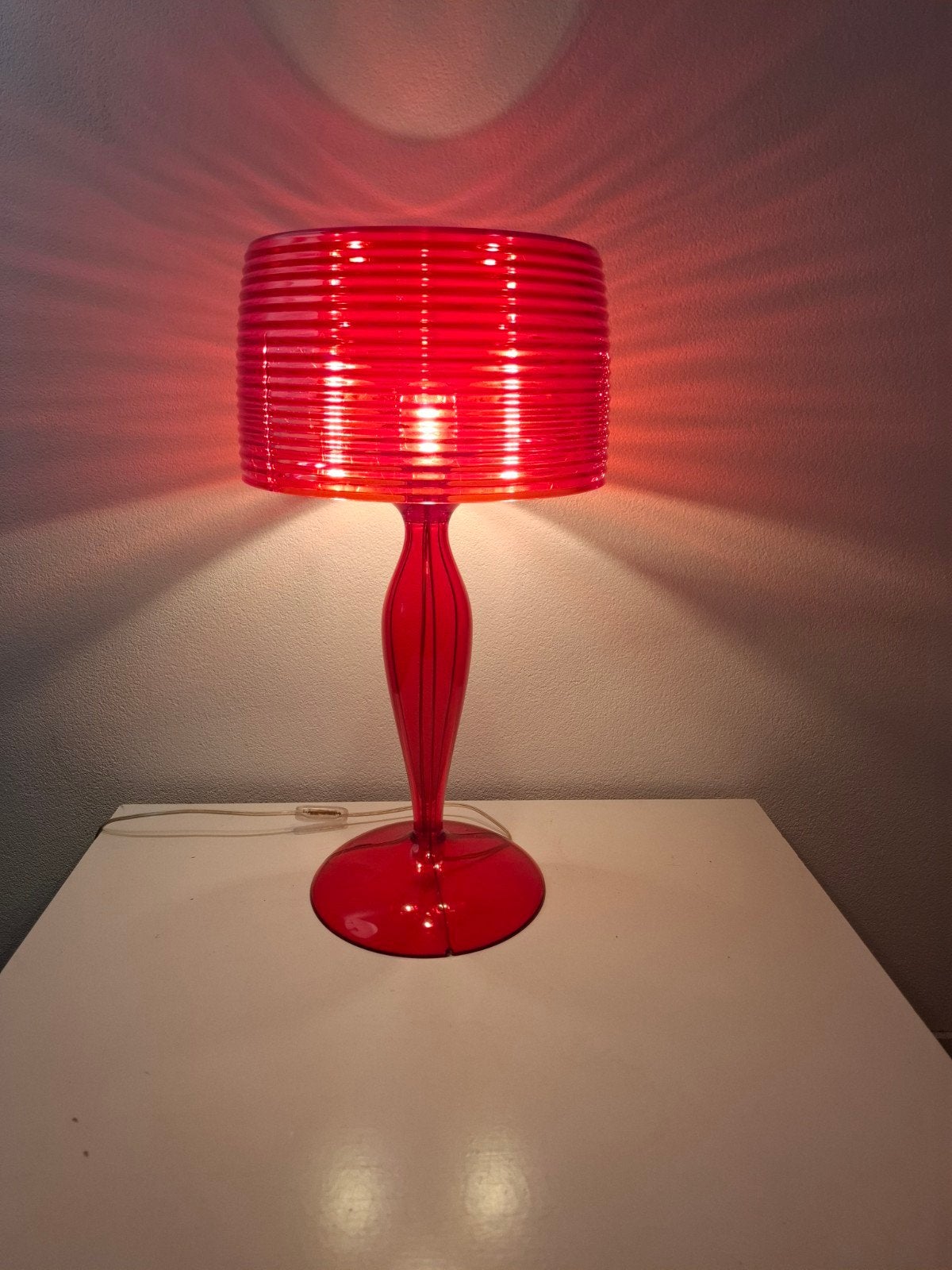 2x Solzi Luce GOA Archirivolto transparant rode vintage lamp, Ophalen, Kunststof, 2x Solzi Luce GOA Archirivolto transparant rode vintage lamp