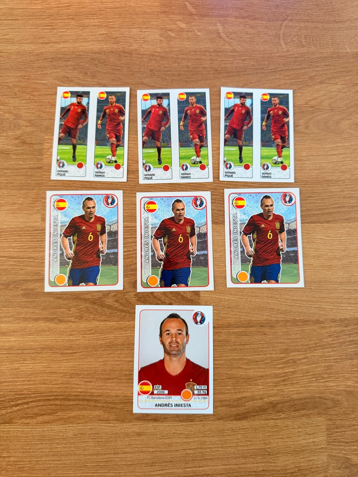 Panini UEFA Euro 2016 Spanje stickers Iniesta, Ramos, Piqué, Ophalen of Verzenden, Gebruikt, Sport