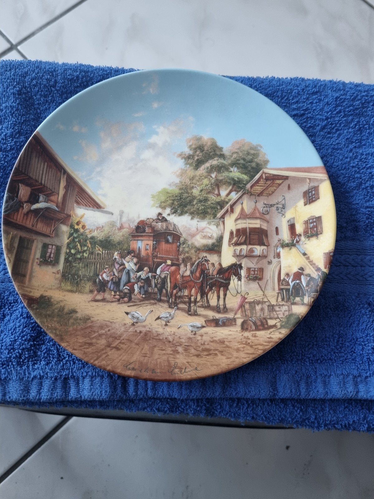 Wandbord "Aankomst van de Postkoets" Christian Lückel, Ophalen of Verzenden