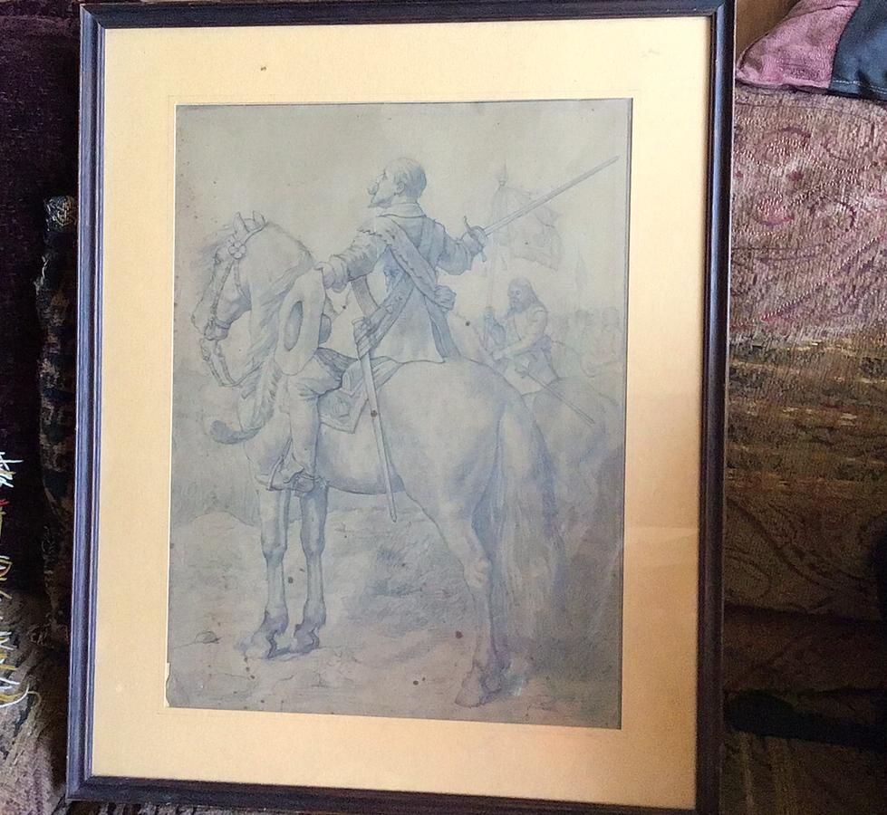 Willem van Oranje(1533-1584) Tekening in Lijst - Gesign 1881, Ophalen of Verzenden