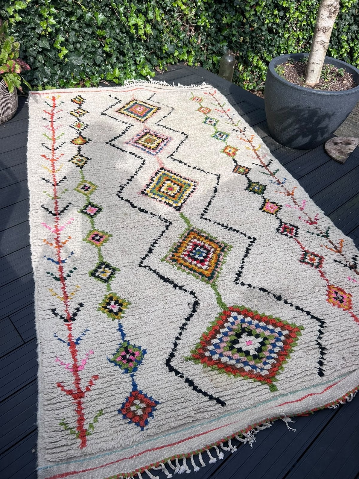 Handgemaakt Marokkaans Berber Kleed - Wol - 150x240 cm, 150 tot 200 cm, 200 cm of meer, Ophalen of Verzenden, Zo goed als nieuw