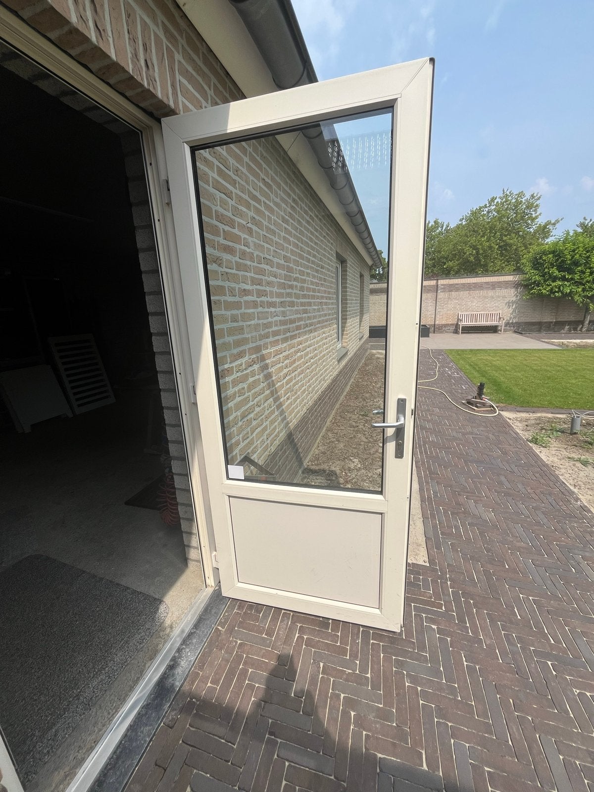 Kunststof buitendeur met glas, zo goed als nieuw, Ophalen, Kunststof, 80 tot 100 cm, 200 tot 215 cm