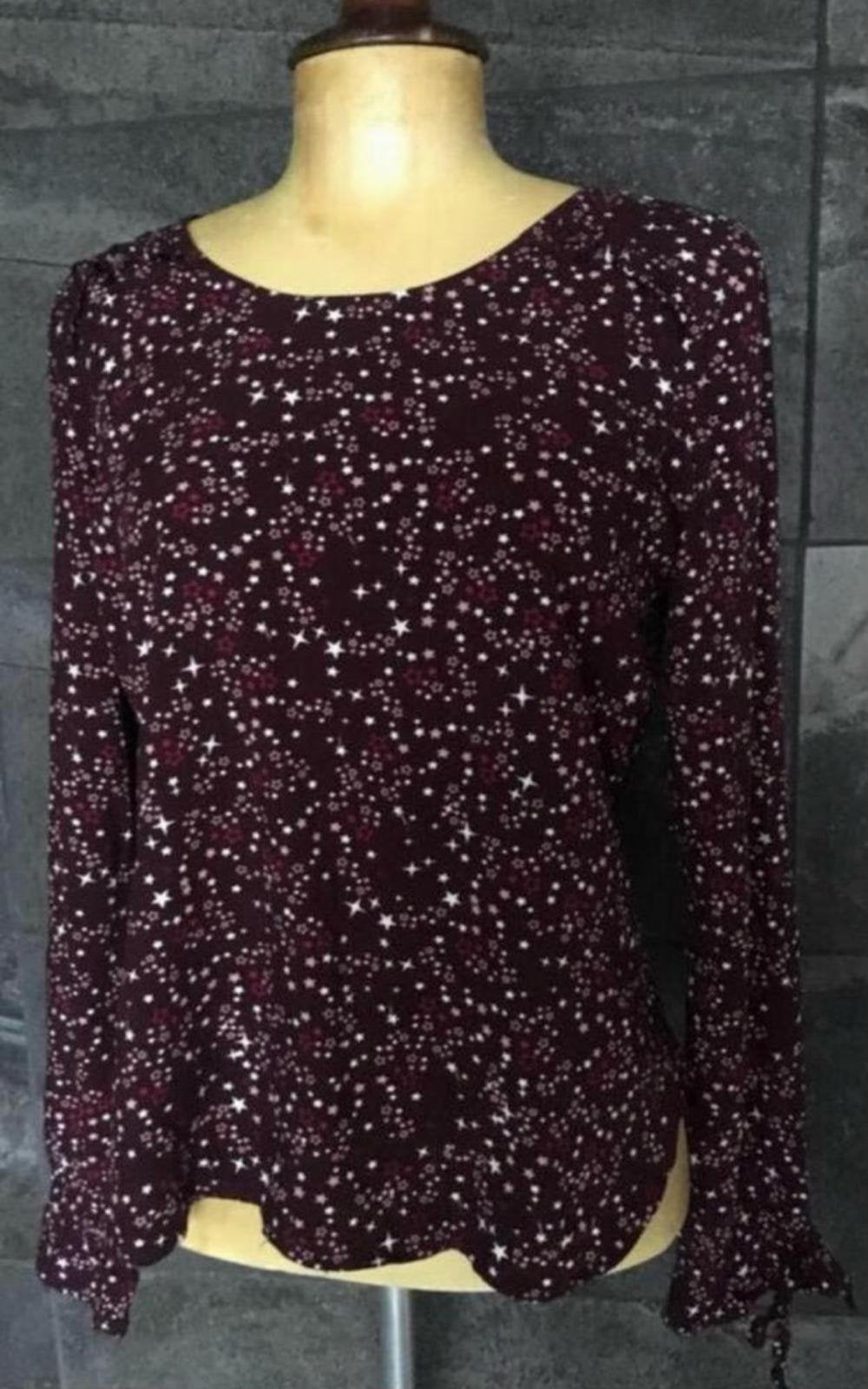 Mooie donkerrode blouse Nieuw sterrenprint puur katoen, Wit, Nieuw, Ophalen of Verzenden, Lange mouw