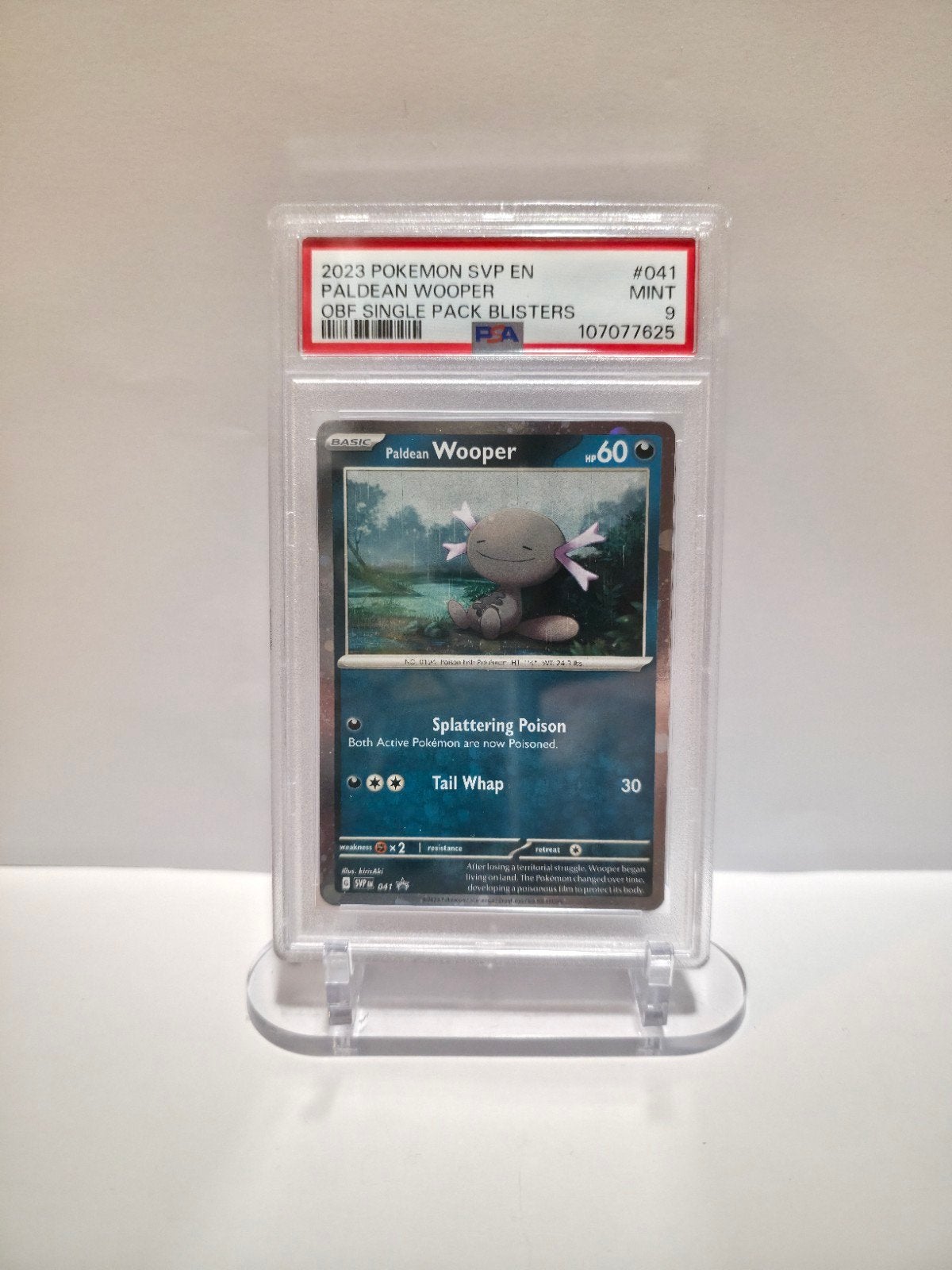 Pokemon Paldean Wooper 041 Holo - PSA 9, Ophalen, Nieuw, Losse kaart