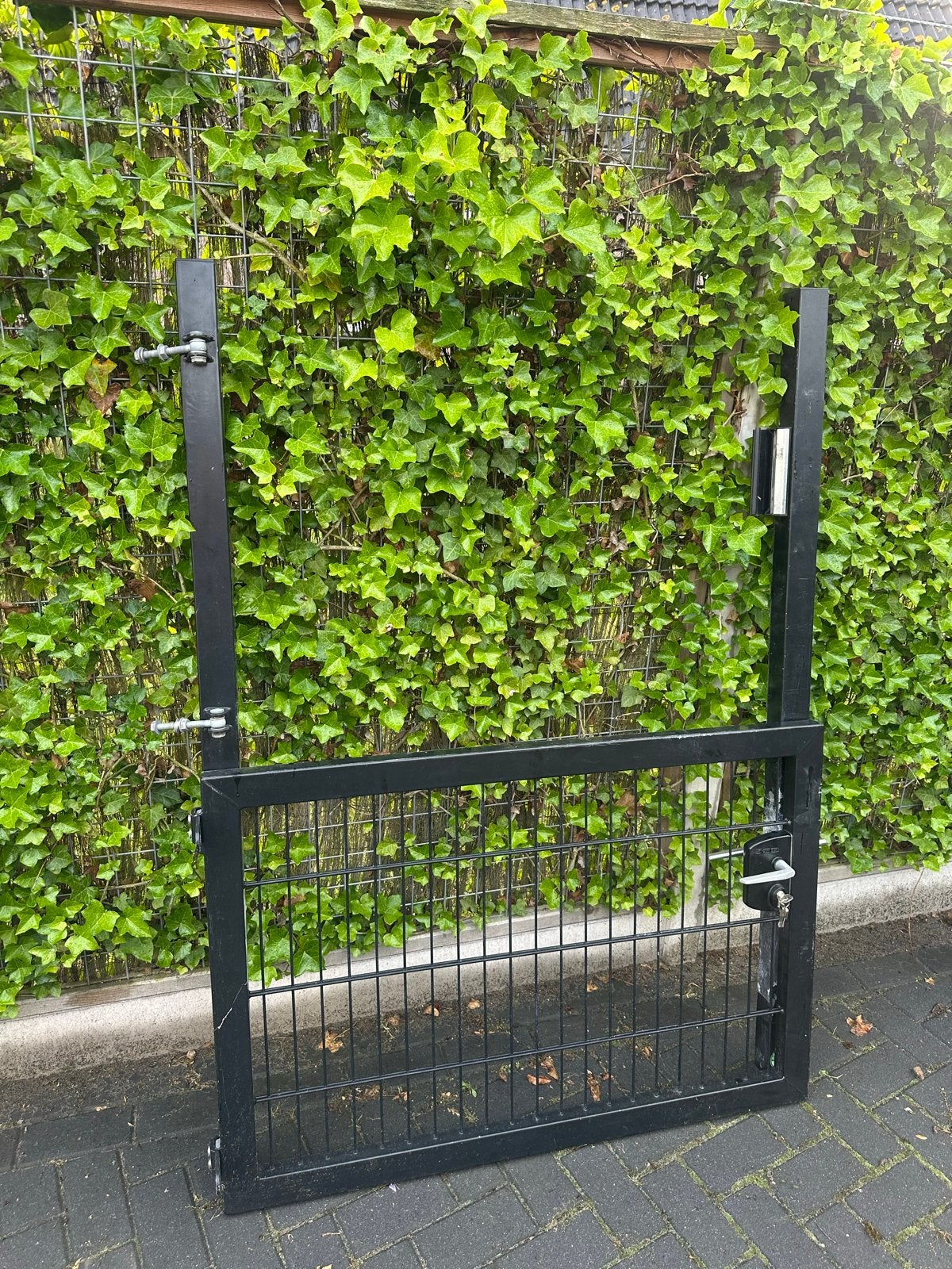 Zwarte dubbelstaafmat poort tuinhek 120x80 cm met slot, Tuin en Terras, Tuinpoorten, Ophalen, Gebruikt, Looppoort