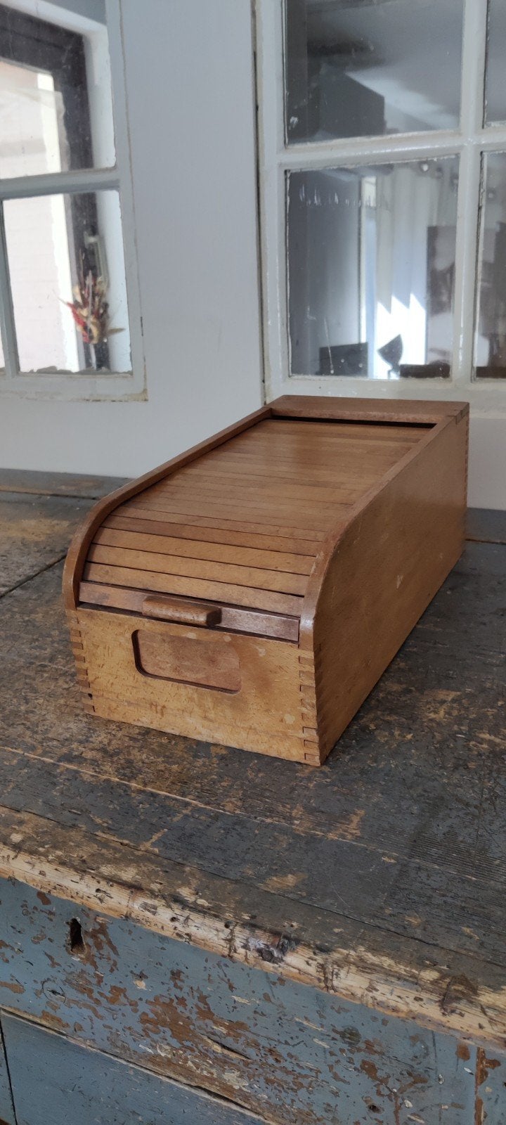 Vintage houten archiefkast, kaartenbak, schoolkast, Ophalen of Verzenden