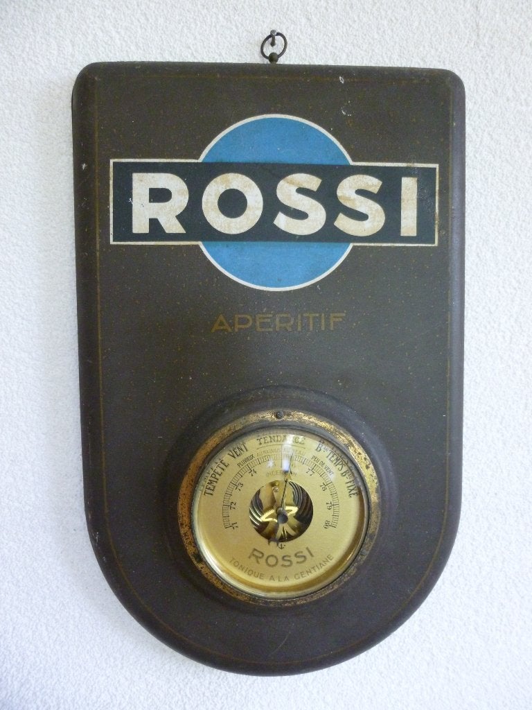OUDE METALEN ORIGINELE"ROSSI APERITIF"BAROMETER JAREN 30-40, Verzamelen, Ophalen of Verzenden, Gebruikt, Reclamebord