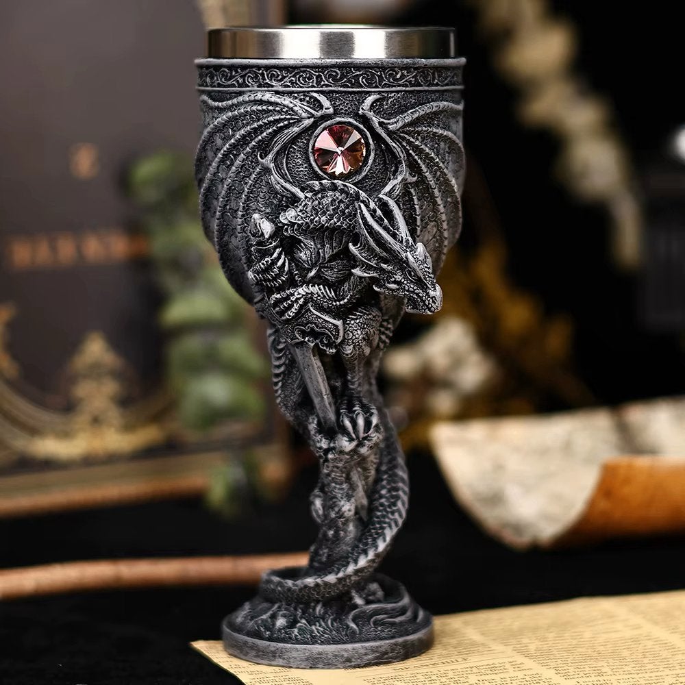 Middeleeuwse draken kelk (glas drinkbeker biermok bierpul), Verzenden, Nieuw, Overige typen