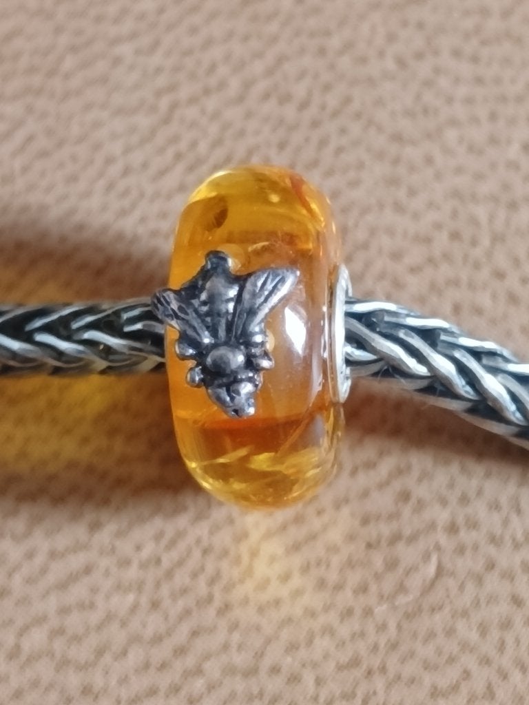 Edelsteen Trollbeads Wings of Amber (4), Sieraden, Tassen en Uiterlijk, Bedels, Nieuw, Trollbeads, 1 bedel, Edelsteen