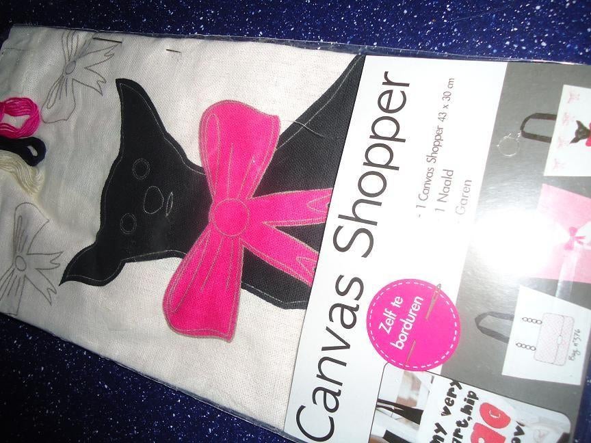 borduurpakket voor canvas tas cremekleurig, Ophalen of Verzenden, Nieuw, Handborduren, Borduurpakket