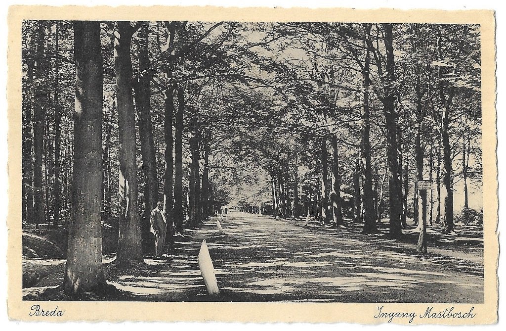AK Breda - Ingang Mastbosch, Verzenden, 1920 tot 1940, Gelopen, Noord-Brabant