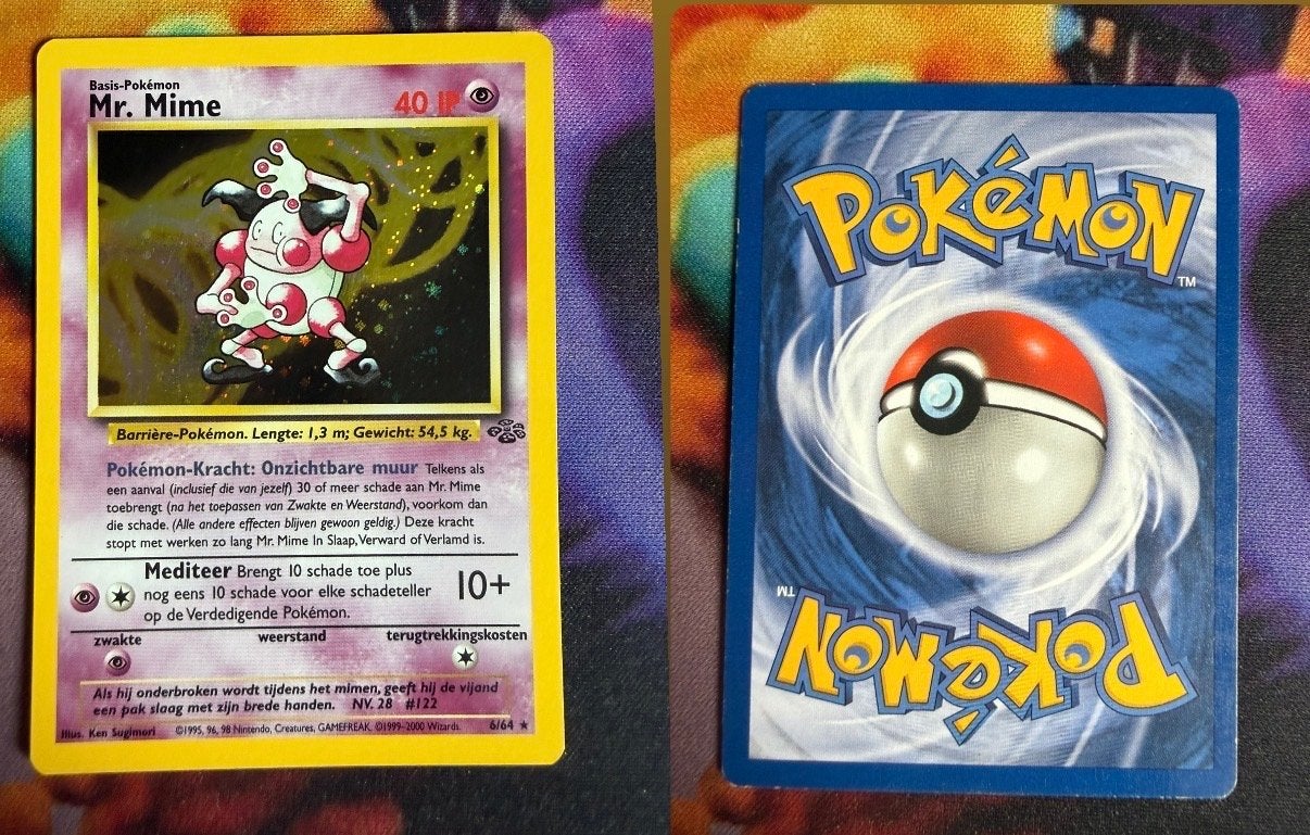 Mr. Mime Pokémon Kaart (Basis-Pokémon, Nederlandse, Ophalen of Verzenden, Gebruikt, Losse kaart