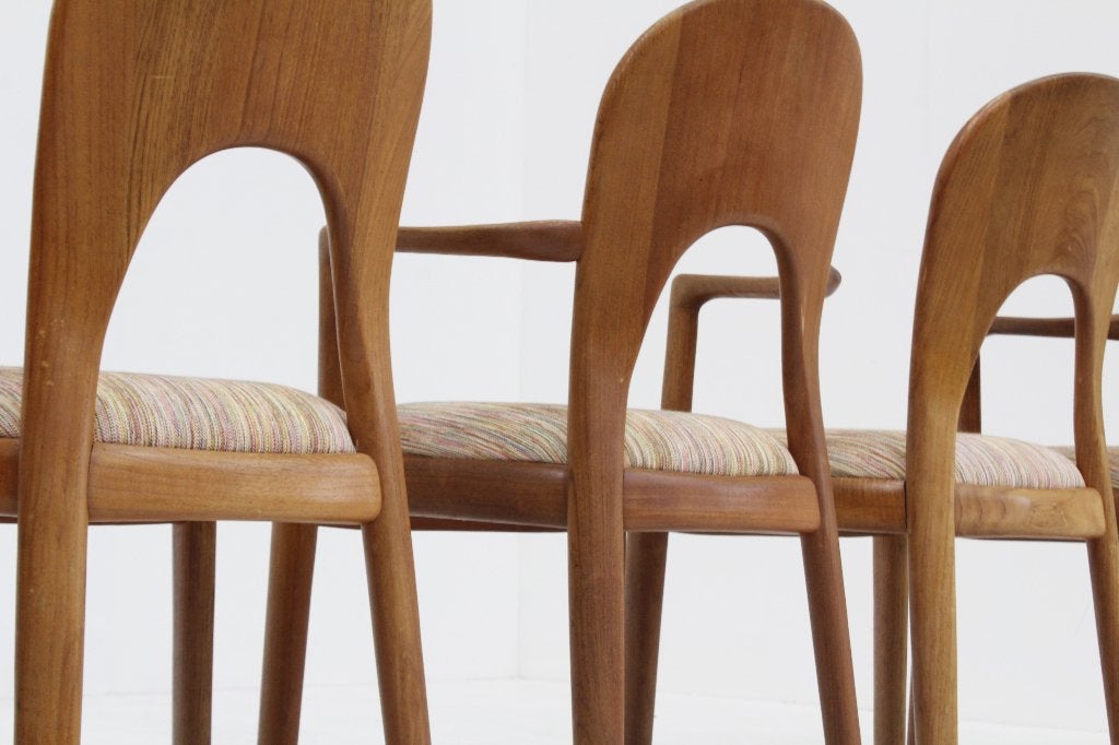 Set Vintage Deense eetkamer stoelen teak Niels Koefoed, Hout, Gebruikt, Bruin, Vintage