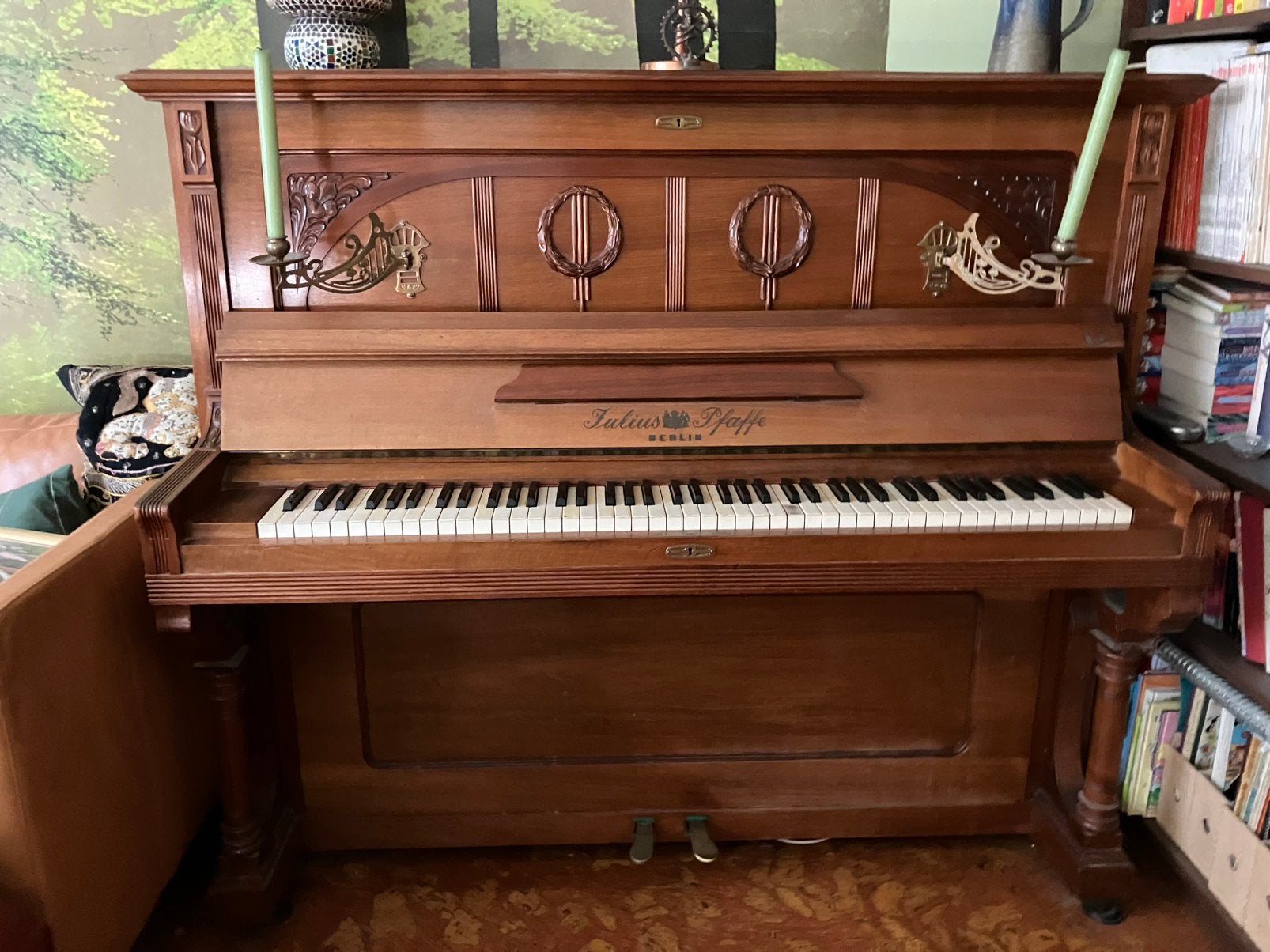 Klassieke piano Julius Pfaffe, Muziek en Instrumenten, Piano's, Ophalen, Gebruikt, Bruin, Piano