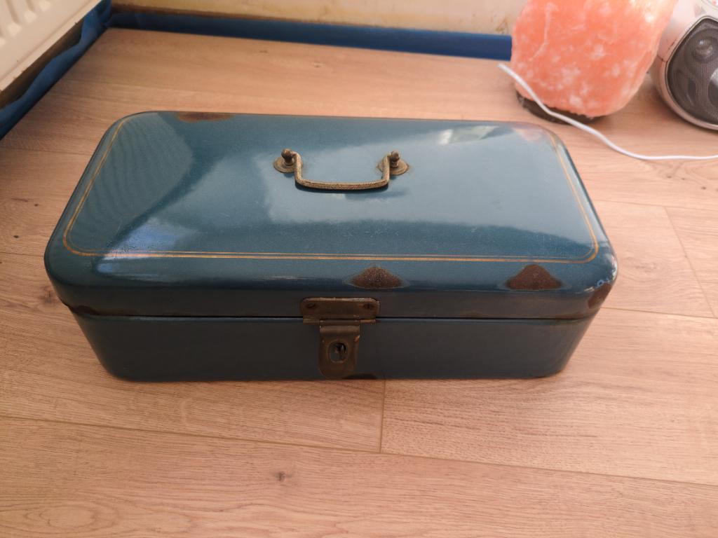 Emaille broodtrommel petrol, Ophalen of Verzenden