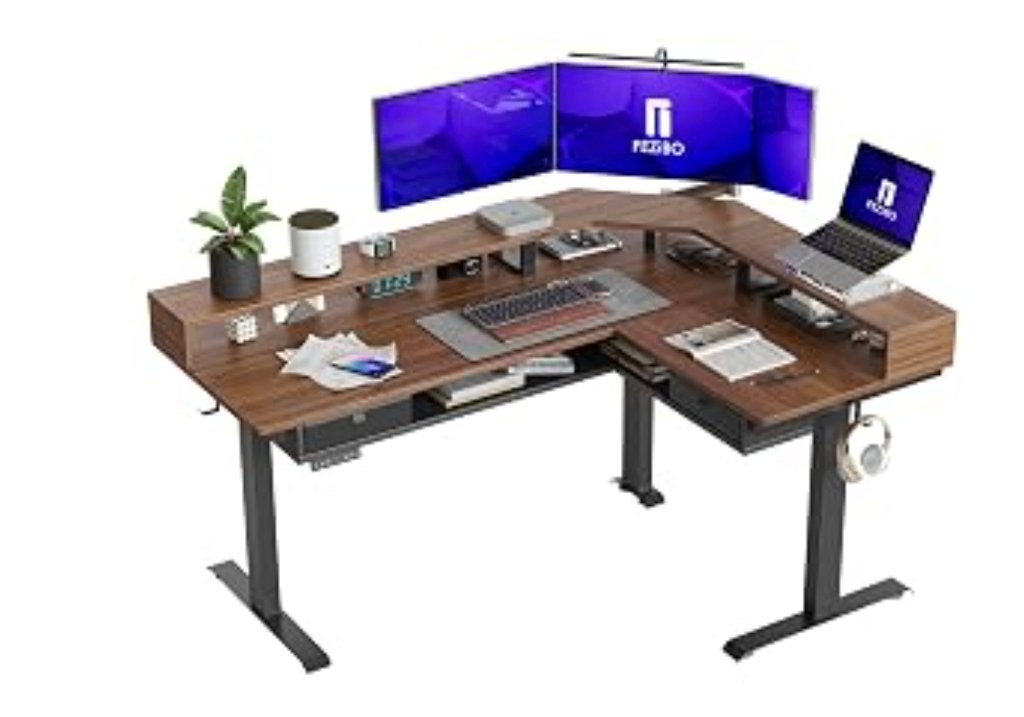 Fezibo L-Shaped Corner Computer / Gaming Desk – Large Desk, Ophalen, 160 cm, 120 cm, Hout