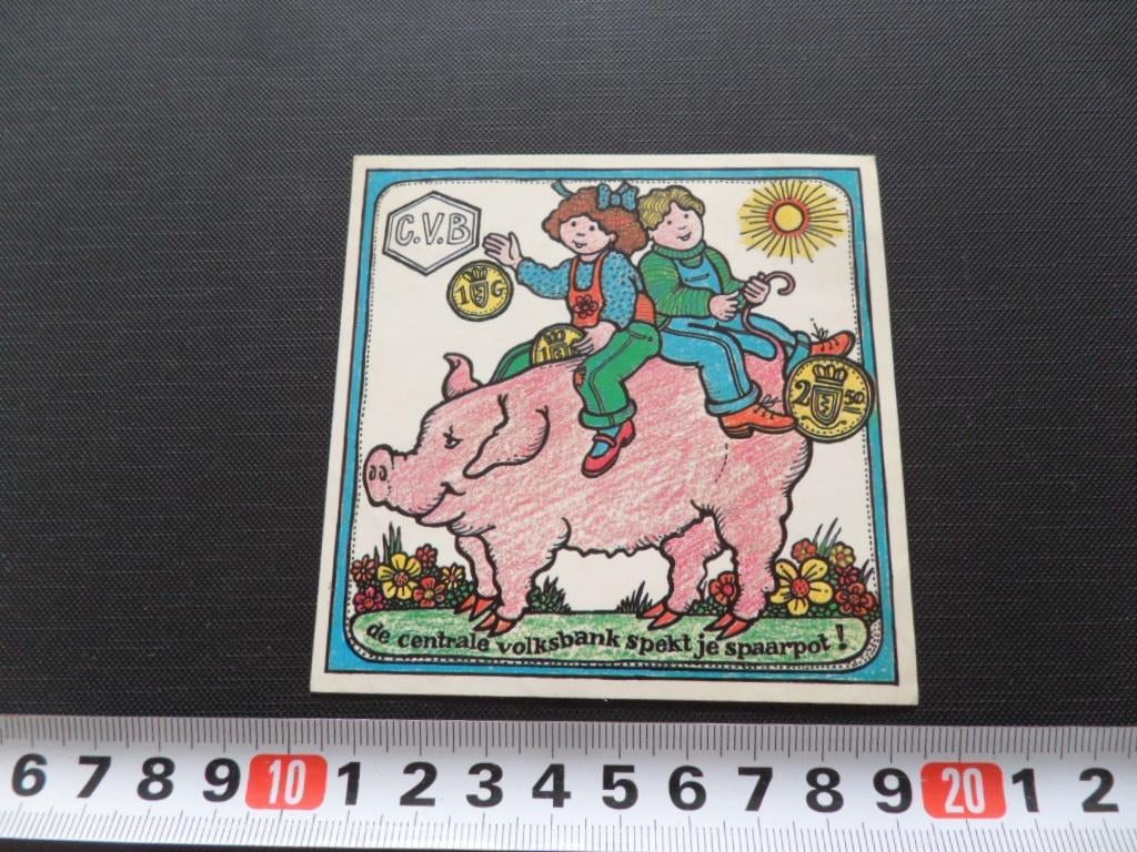 sticker spaarvarken C.V.B., Ophalen, Zo goed als nieuw