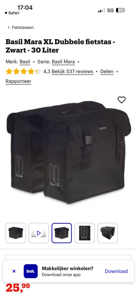 Fietstassen Basil Mara XL, Fietsen en Brommers, Fietsaccessoires | Fietstassen, Ophalen of Verzenden, Nieuw
