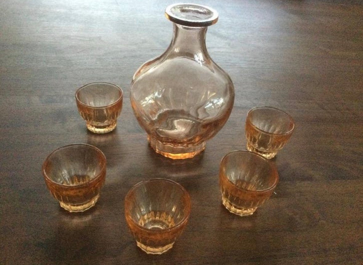 Antiek 6 delig glasservies, Ophalen of Verzenden