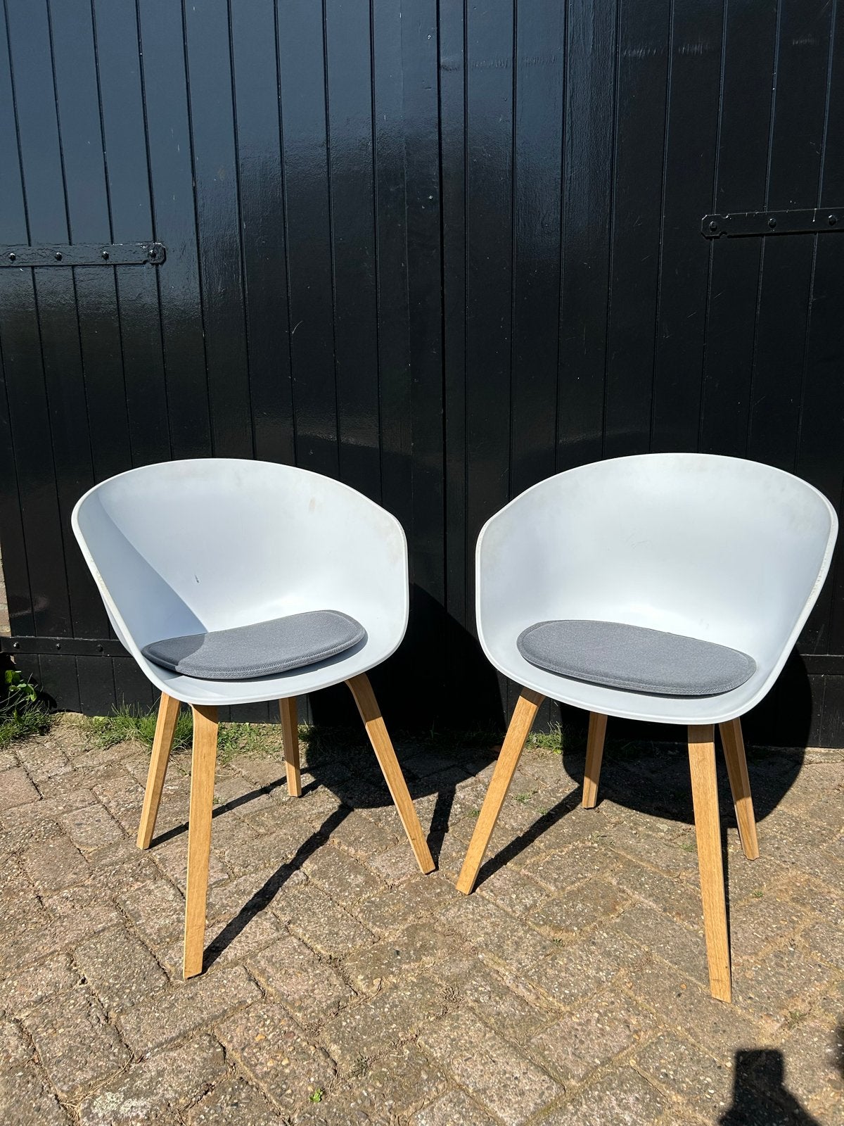 Set van 2 HAY About A Chair AAC22 stoelen - Wit met hout, Huis en Inrichting, Stoelen, Ophalen, Gebruikt, Twee, Wit