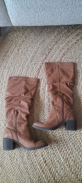 laarzen, cowboy look, cognac kleur,  maat 40. ZGAN, Ophalen of Verzenden, Zo goed als nieuw, Bruin, Hoge laarzen