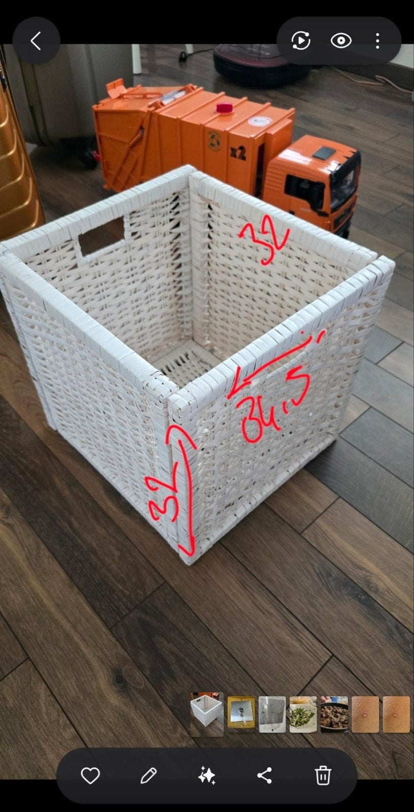 Wit vierkanten mand, Ophalen, Rond, Riet