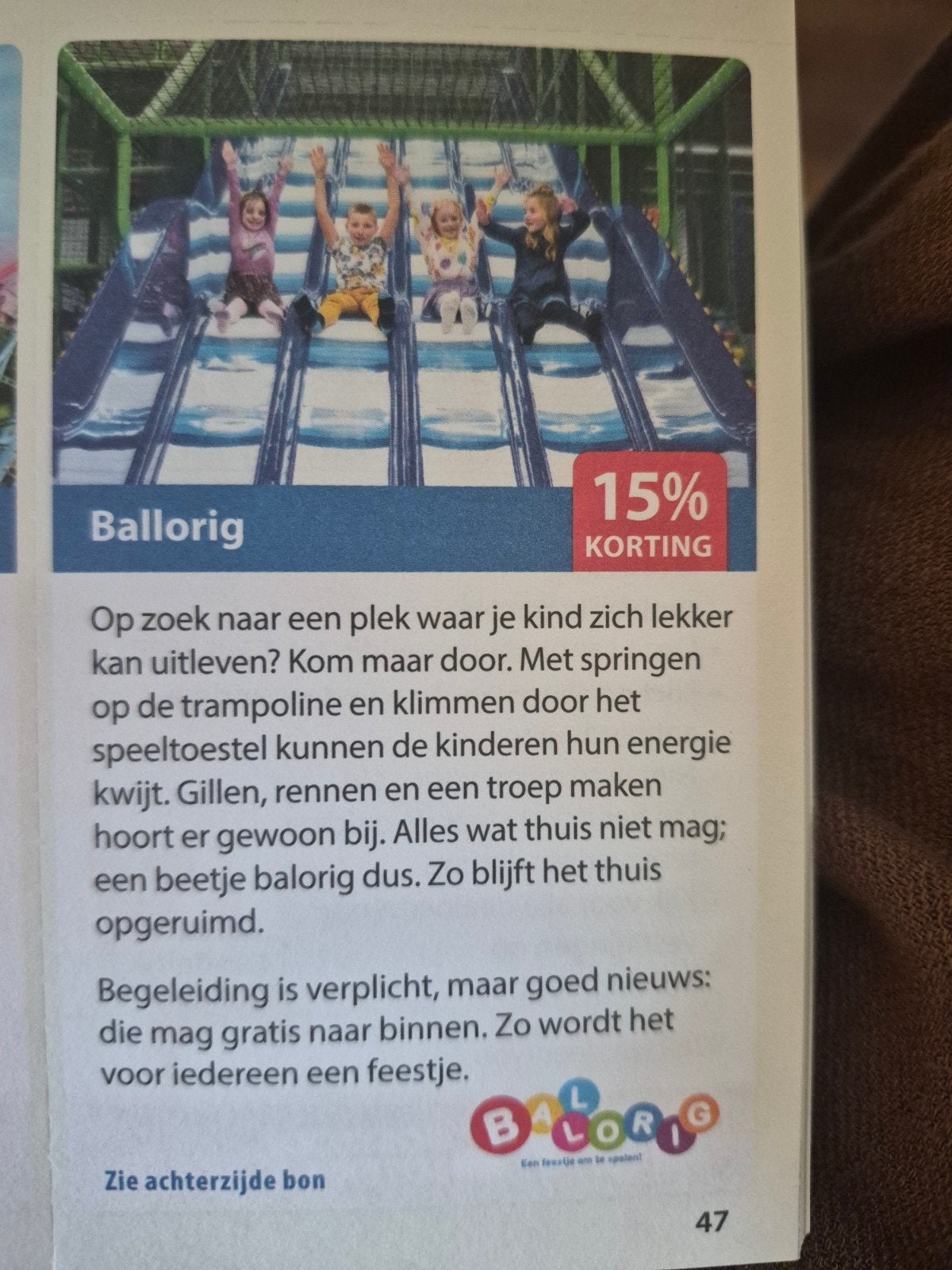 15% korting ballorig, Eén persoon, Kortingsbon