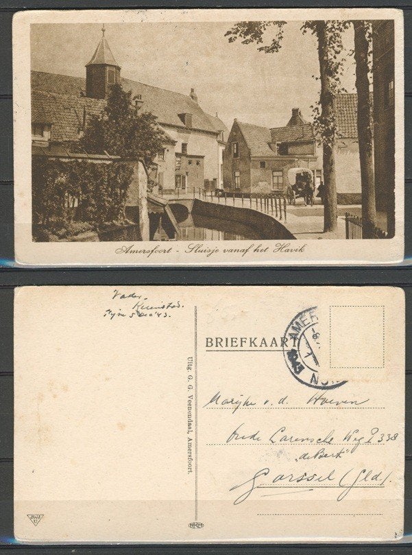 Amersfoort 1943 t Sluisje Ansichtkaart m-130c jdu, Ophalen of Verzenden, 1940 tot 1960, Gelopen, Utrecht