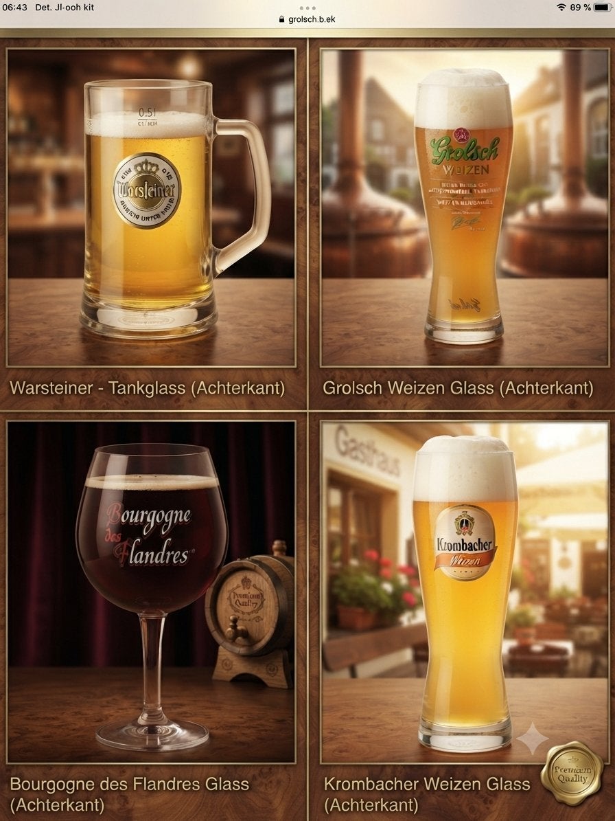 Bierglazen: Warsteiner, Grolsch, Bourgogne, Krombacher, Verzamelen, Ophalen, Zo goed als nieuw, Glas of Glazen, Grolsch