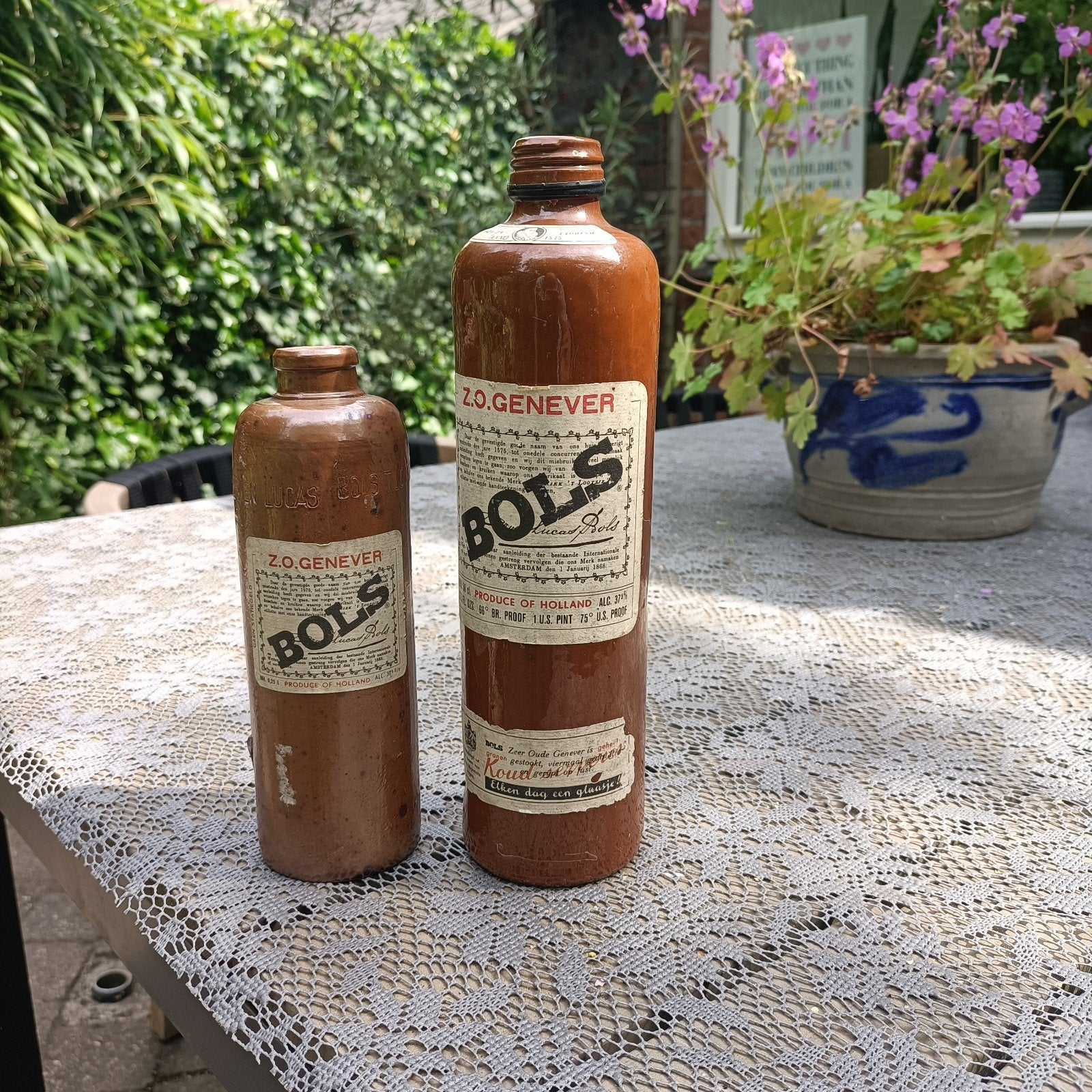 Set van 2 Antieke Bols Genever Kruiken, Ophalen of Verzenden