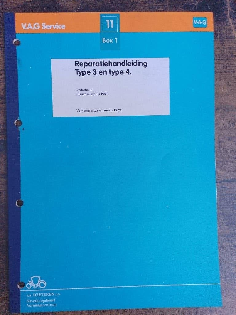 Vw Type 3 en type 4 dealer werkplaatsboek Onderhoudswerk, Verzenden, Gelezen, Volkswagen