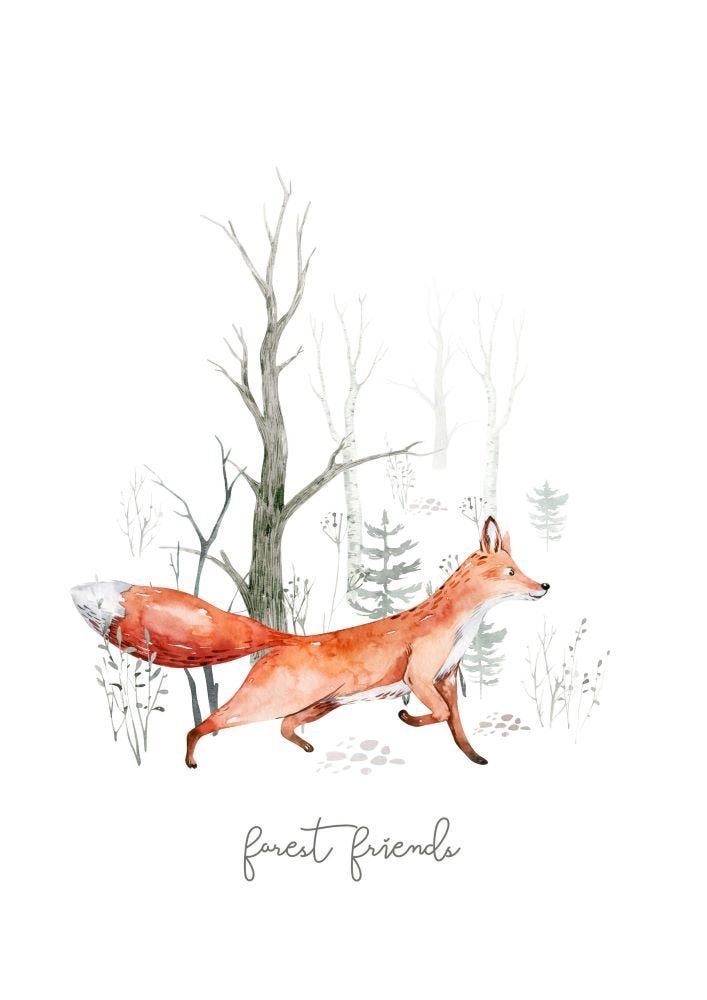 Kinderposter A4 Forest Friends Vos Little Dreamzzz, Bi & Li Creaties, Nieuw, Ophalen of Verzenden, Bilicreaties@gmail.com