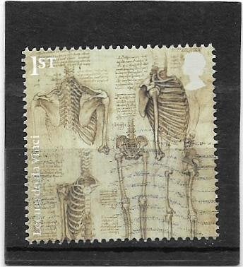 Engeland 2019 Leonardo da Vinci - The Skeleton, Verzenden, Gestempeld