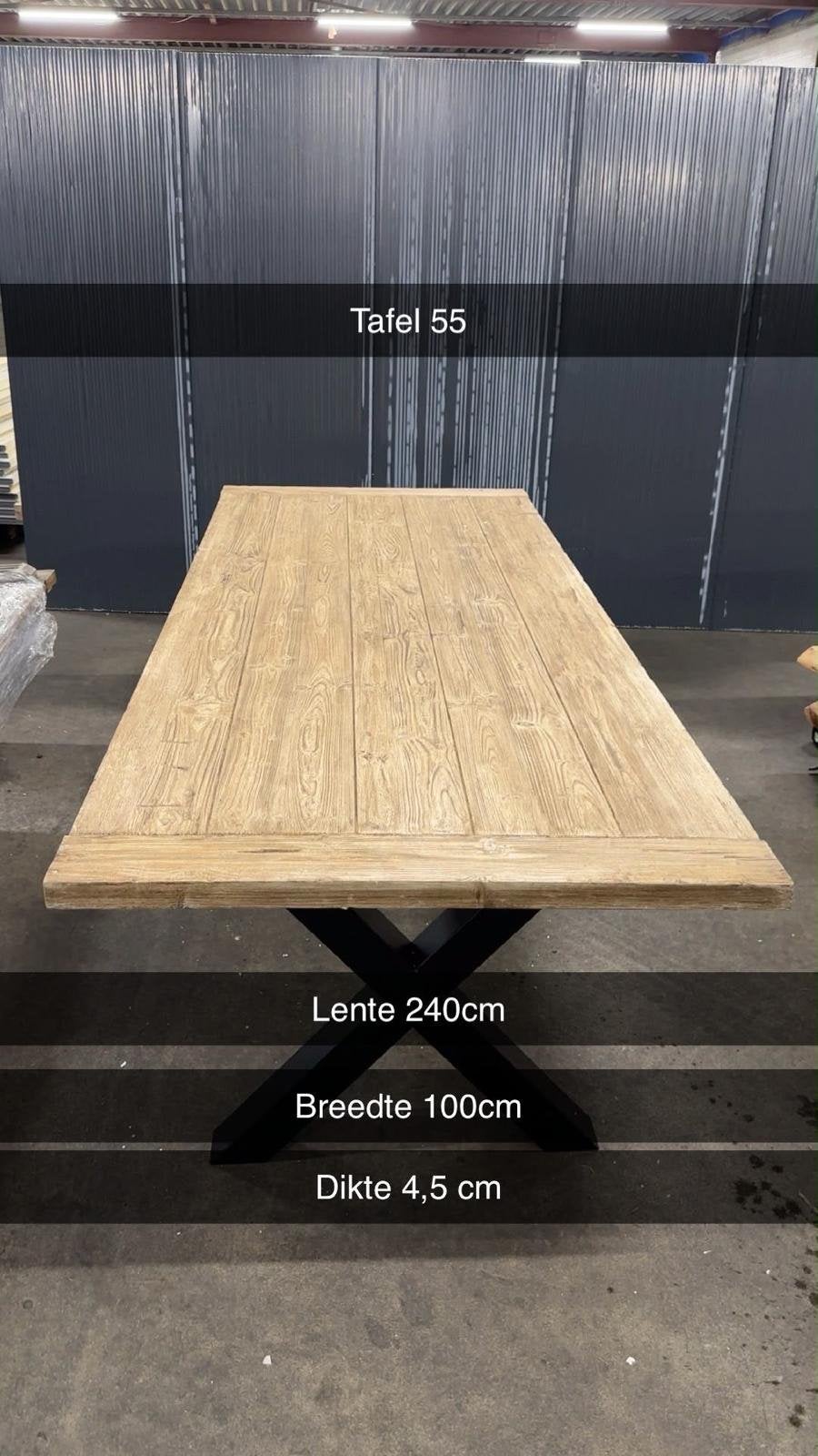 Eettafel met nieuwe poten 240cm, Ophalen of Verzenden, Zo goed als nieuw