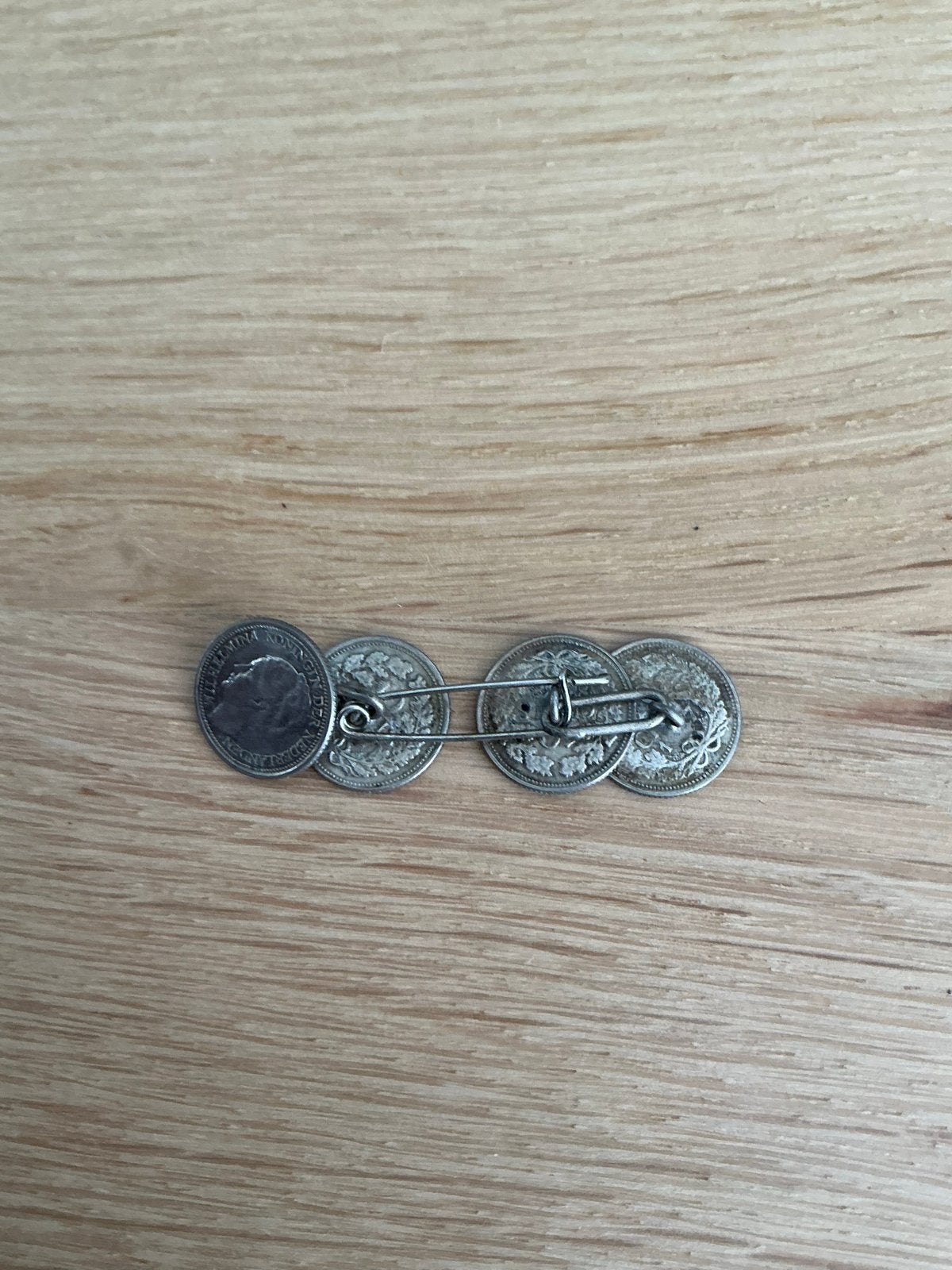 Antieke zilveren manchetknopen van munten, Verzenden, Gebruikt, Zilver