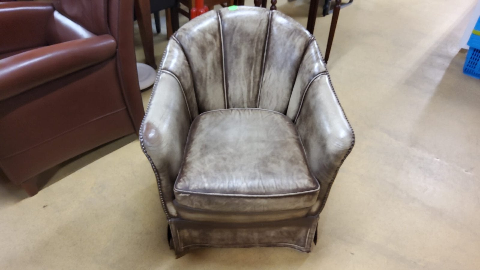 Vintage schapenleren clubfauteuil, Huis en Inrichting, Fauteuils, Ophalen, Gebruikt, 50 tot 75 cm, Leer