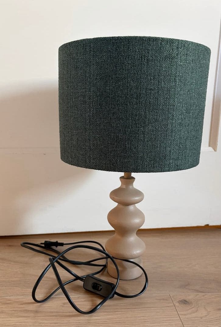 Light & Living tafellamp beige voet - groene kap, Groen, Metaal, Nieuw, Met kap