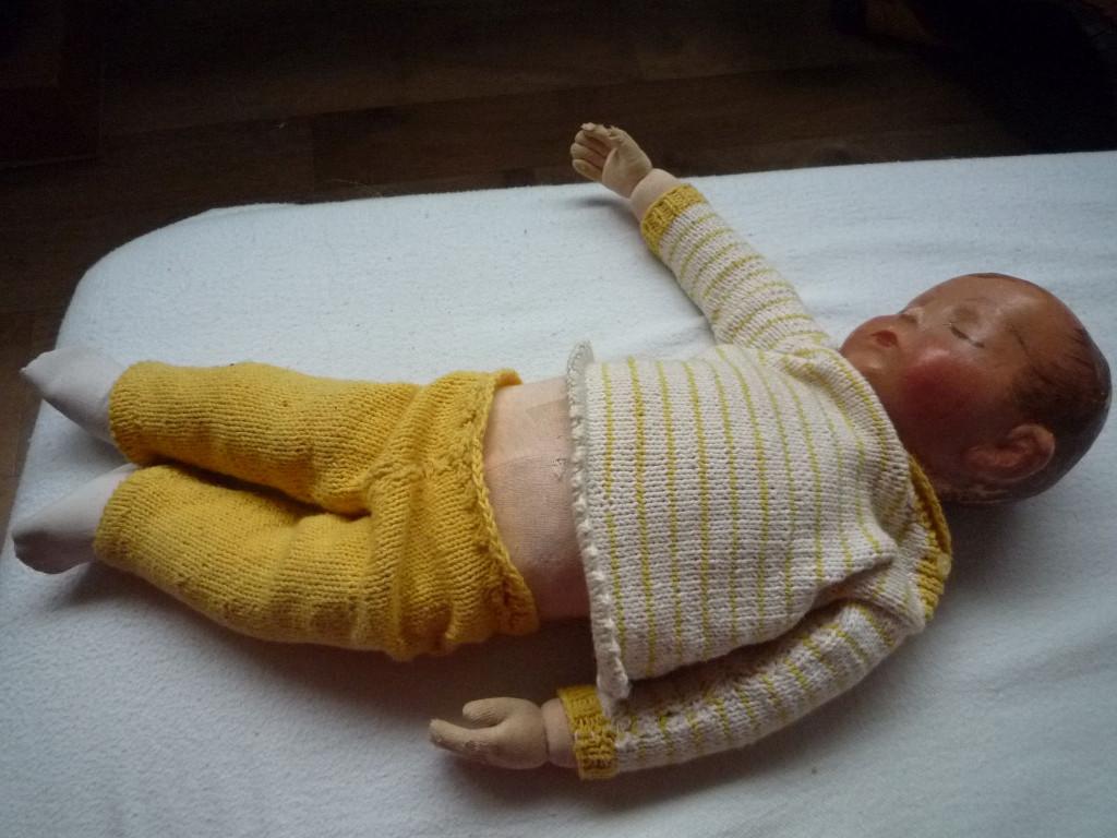 Antieke babypop Lutske Vonk Migchels slapende babypop, Verzamelen, Poppen, Ophalen of Verzenden, Gebruikt, Pop, Levensecht of Reborn