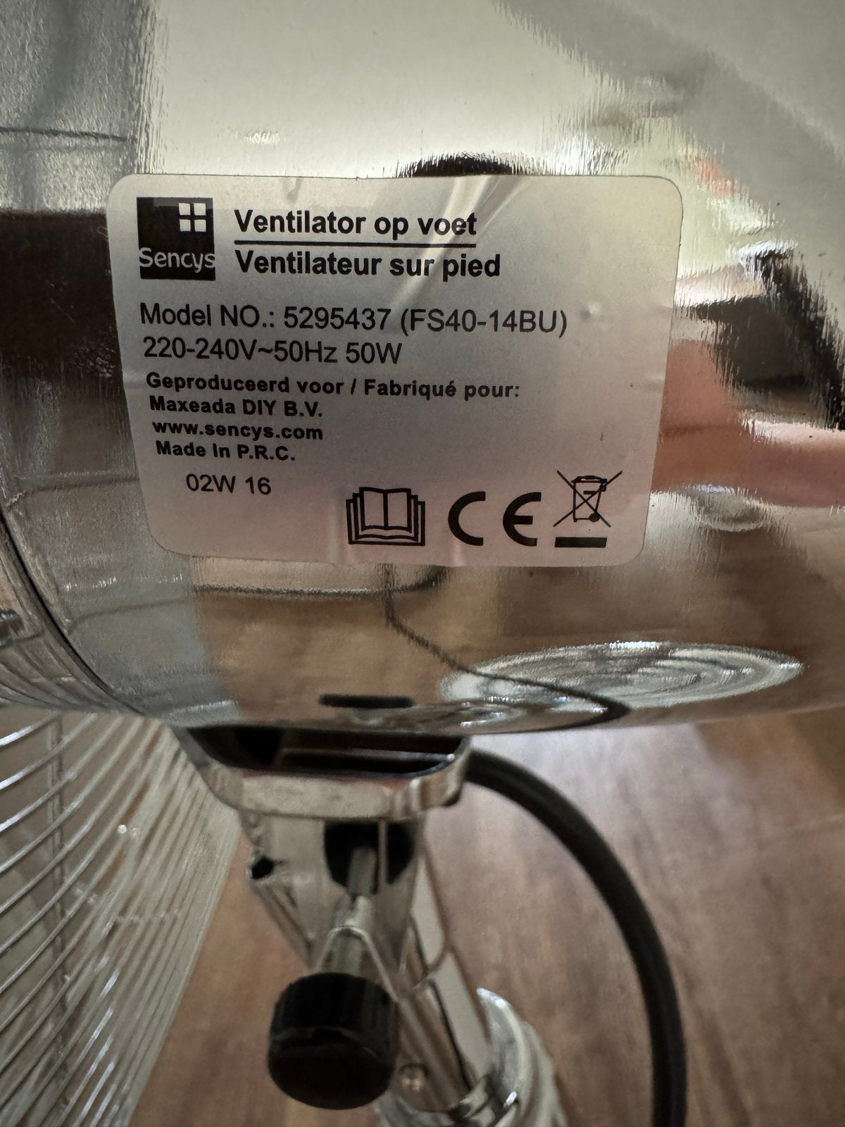 Sencys Statiefventilator FS40-14BU - Zo goed als nieuw, Ophalen, Zo goed als nieuw, Statiefventilator