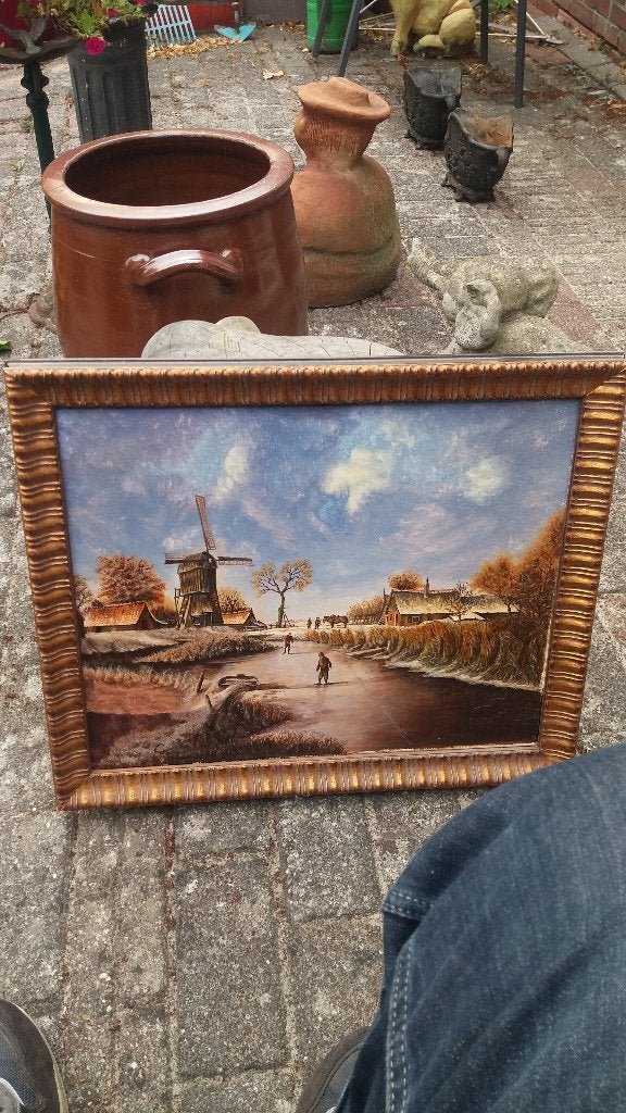 schilderij winterlandschap op doek  gesigneerd g.de meijer, Antiek en Kunst, Kunst | Schilderijen | Klassiek, Ophalen