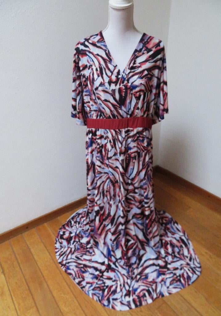 A10 BODYFLIRT lange jurk kreukvrij blauw roze zwart 48/50, Blauw, Jurk, Nieuw, Ophalen of Verzenden