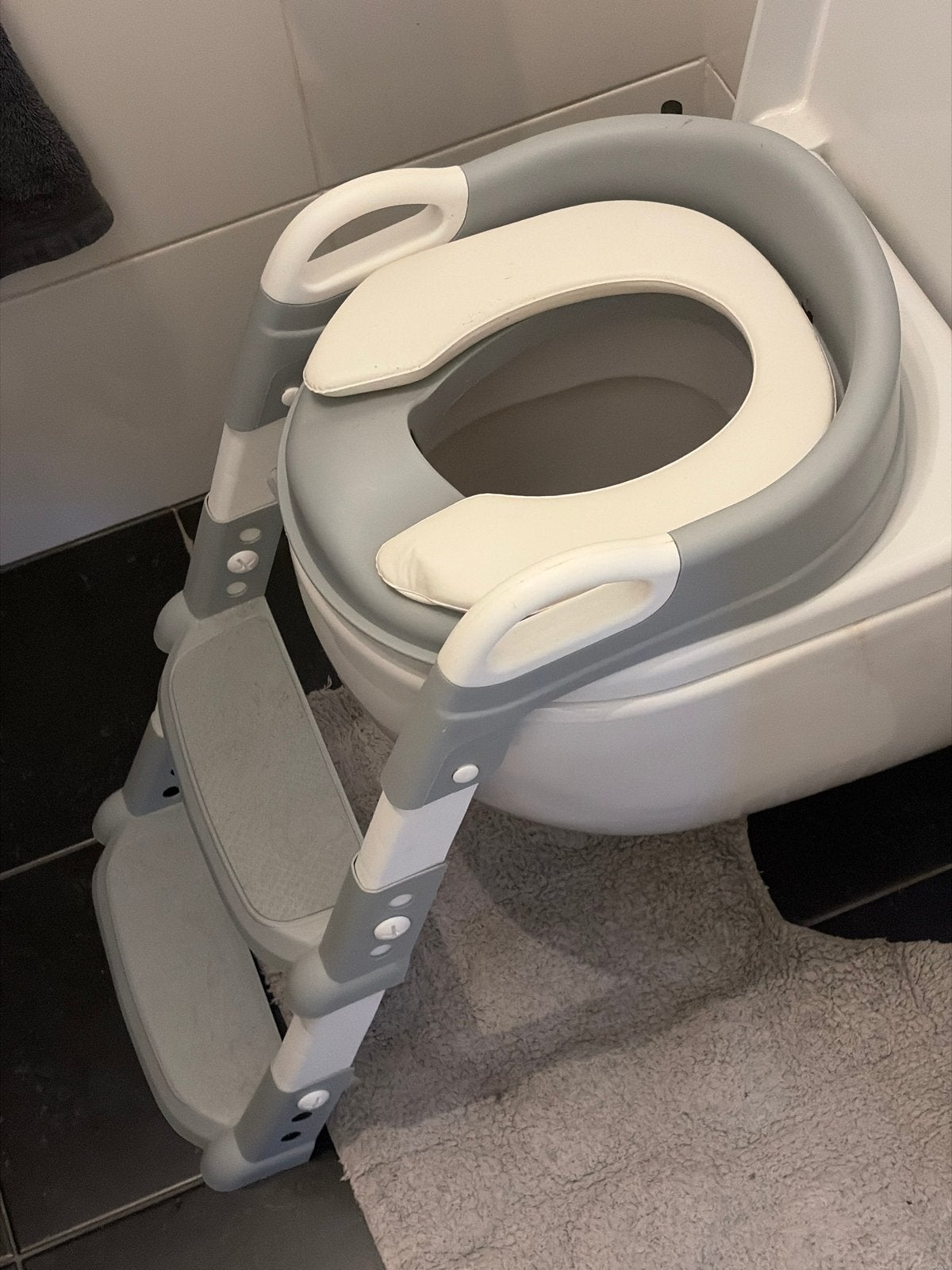 Kinder wc-bril met opstapje - Grijs/Wit, Ophalen, Zo goed als nieuw