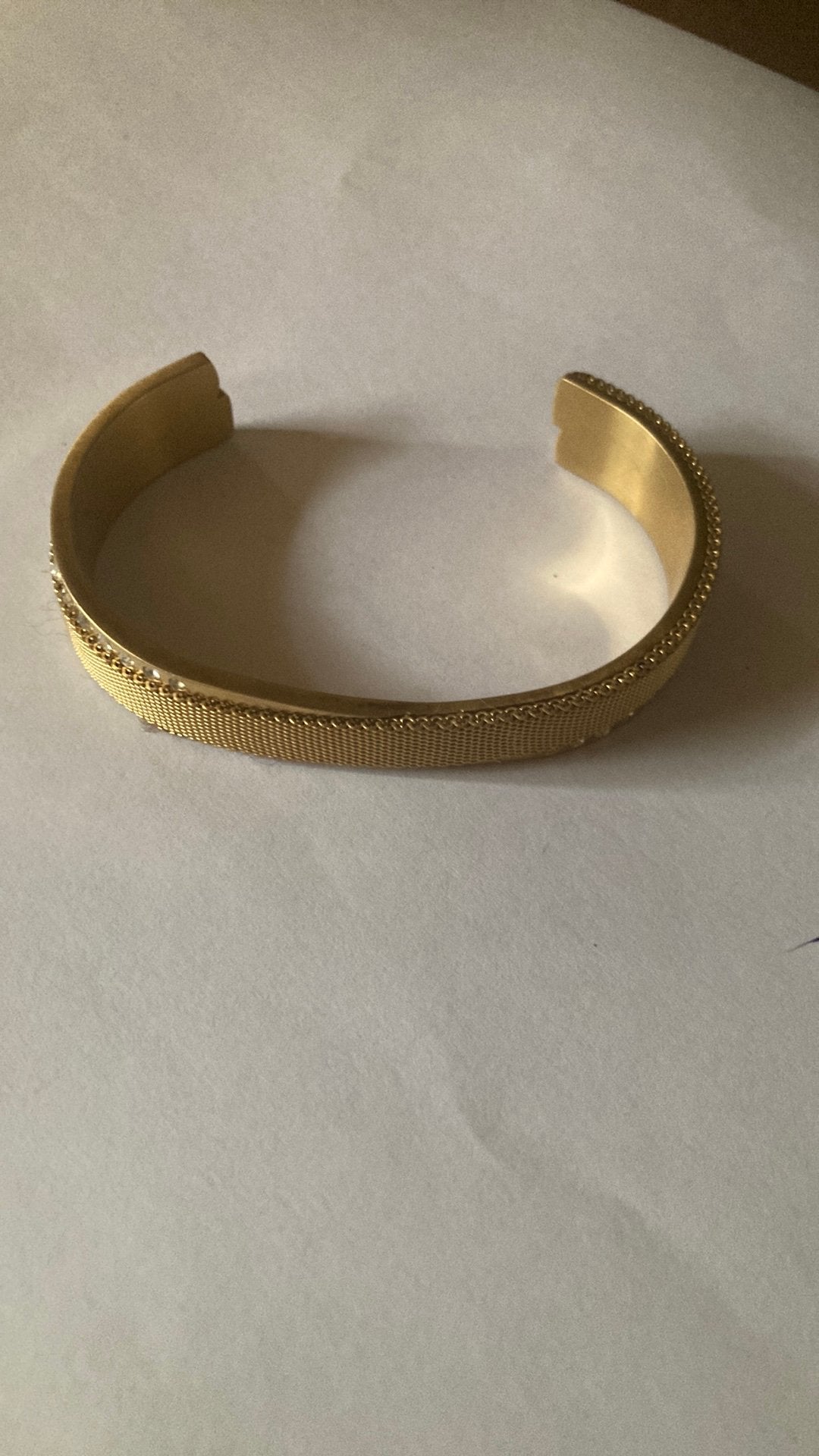 Skagen Merete Open Armband Goudkleurig Edelstaal, Met kristal, Staal, Ophalen of Verzenden, Zo goed als nieuw