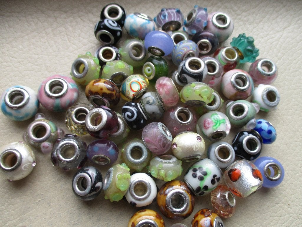 partij van ruim 500 grote gat lampwork glaskralen, Ophalen of Verzenden, Nieuw, Kraal