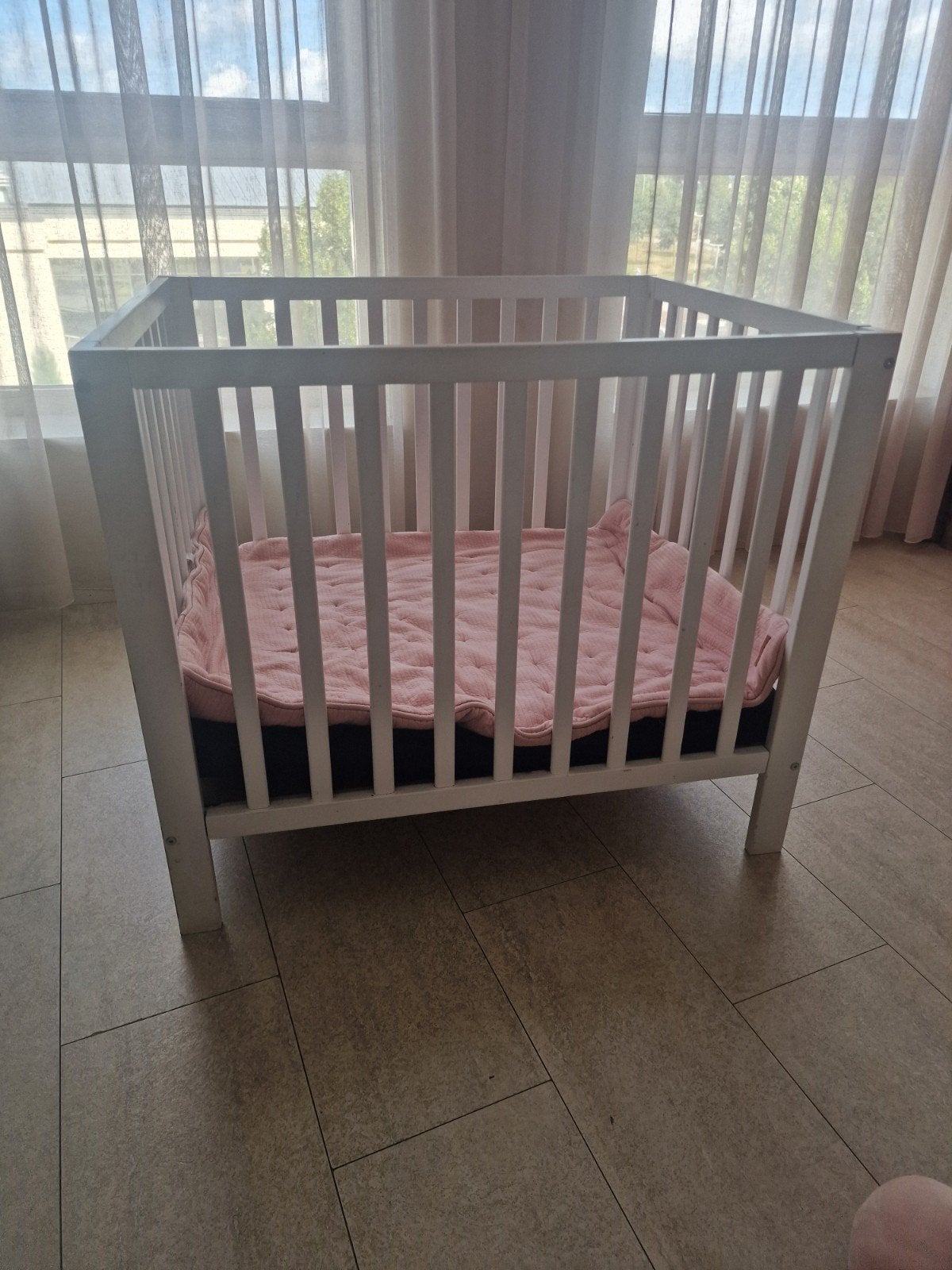 Witte houten box met Little Dutch boxkleed, Ophalen of Verzenden, Gebruikt, Vierkant, Boxkleed