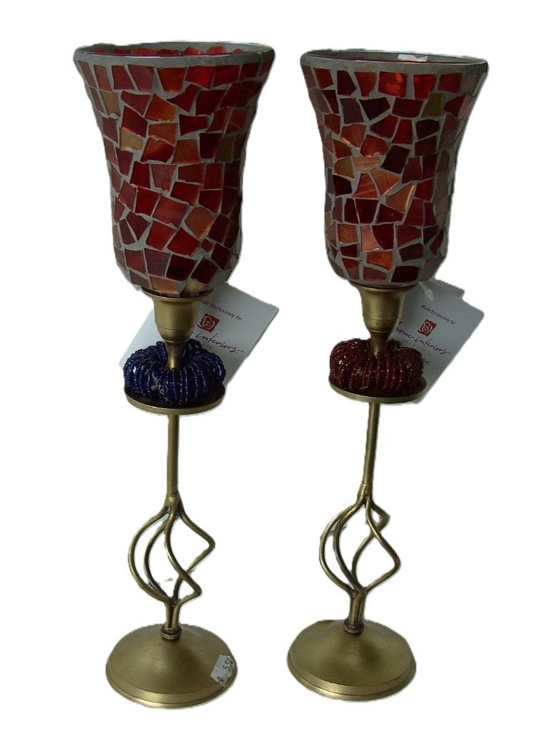 KANDELAAR KOPER MET RINGEN 2 STUKS NIEUW, -, Meerkleurig, -, Nieuw