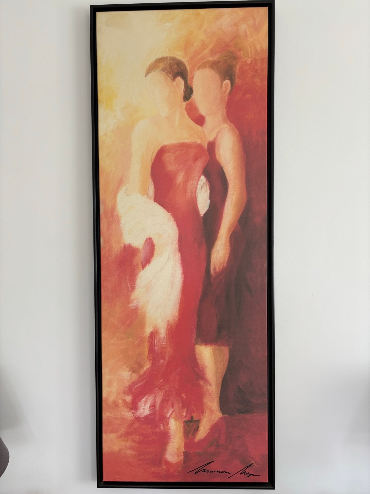 Schilderij 'Vrouwen in Rood' van Marion Nap, Ophalen, Figuren, Textiel, Gesigneerd